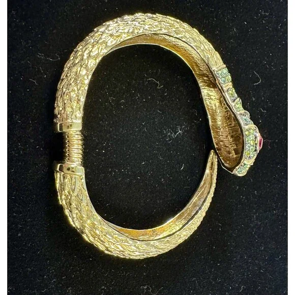 KJL Kenneth Jay Lane Jeweled Snake Serpent Bracelet SET Box Papers 1990s Vintage - Picture 9 of 16